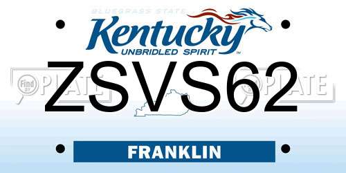 ZSVS62 Kentucky License Plate