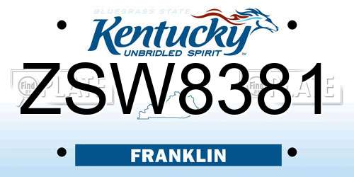 ZSW8381 Kentucky License Plate