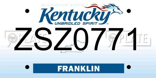 ZSZ0771 Kentucky License Plate