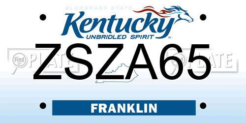 ZSZA65 Kentucky License Plate