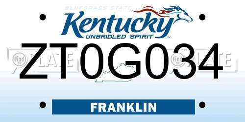 ZT0G034 Kentucky License Plate