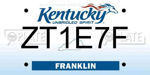 ZT1E7F Kentucky License Plate