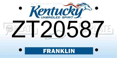 ZT20587 Kentucky License Plate