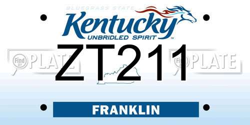 ZT211 Kentucky License Plate