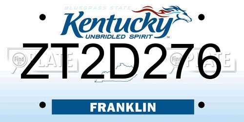 ZT2D276 Kentucky License Plate