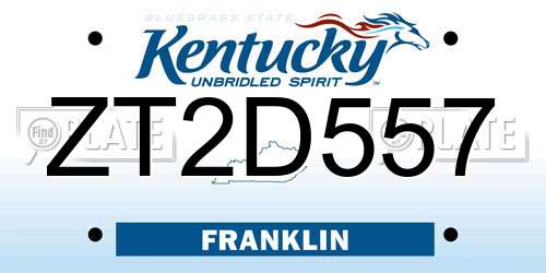 ZT2D557 Kentucky License Plate