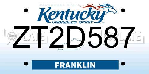 ZT2D587 Kentucky License Plate
