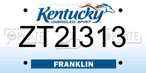 ZT2I313 Kentucky License Plate
