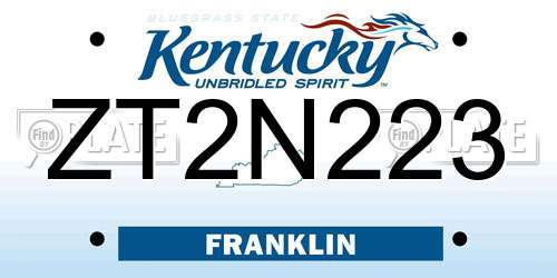 ZT2N223 Kentucky License Plate