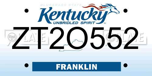 ZT2O552 Kentucky License Plate
