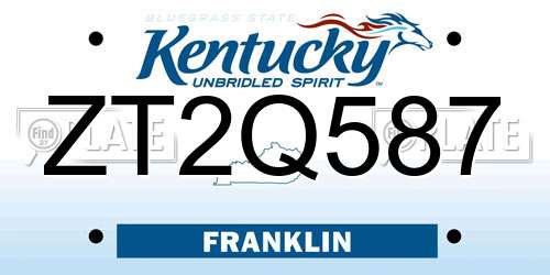 ZT2Q587 Kentucky License Plate