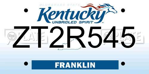 ZT2R545 Kentucky License Plate