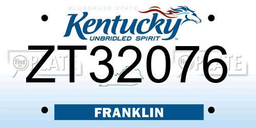 ZT32076 Kentucky License Plate