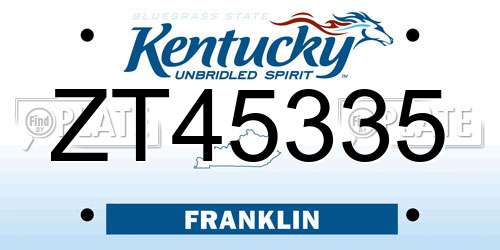 ZT45335 Kentucky License Plate