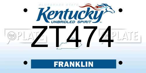 ZT474 Kentucky License Plate