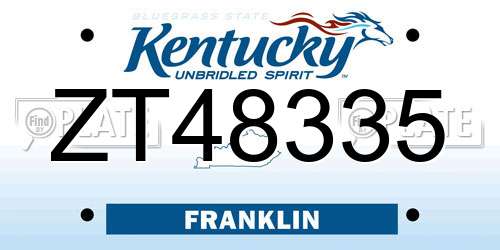 ZT48335 Kentucky License Plate