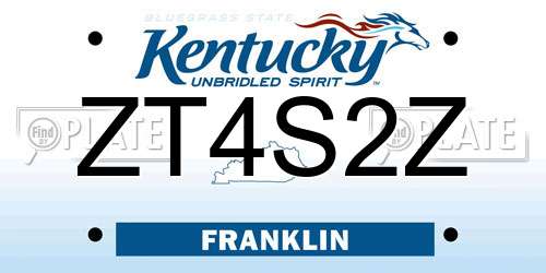 ZT4S2Z Kentucky License Plate