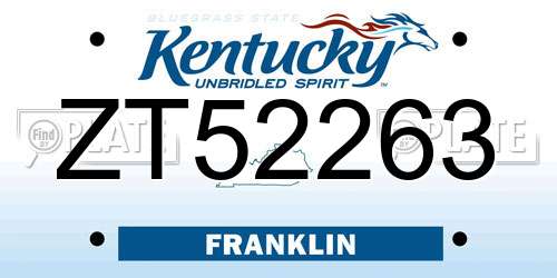 ZT52263 Kentucky License Plate