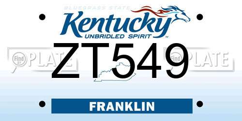 ZT549 Kentucky License Plate
