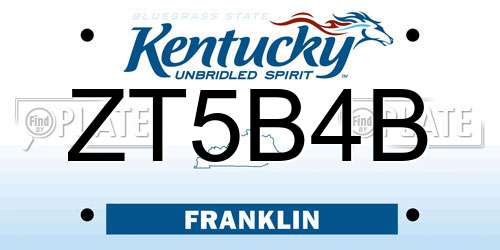 ZT5B4B Kentucky License Plate