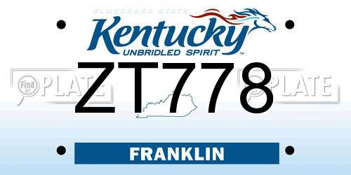 ZT778 Kentucky License Plate