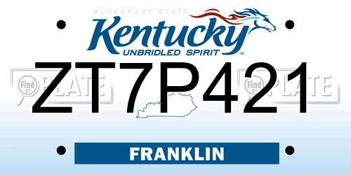 ZT7P421 Kentucky License Plate