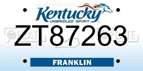 ZT87263 Kentucky License Plate