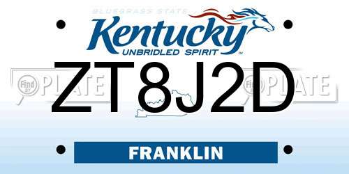ZT8J2D Kentucky License Plate
