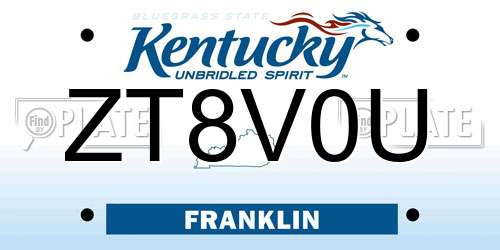 ZT8V0U Kentucky License Plate