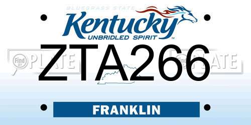 ZTA266 Kentucky License Plate