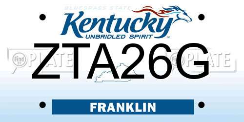 ZTA26G Kentucky License Plate