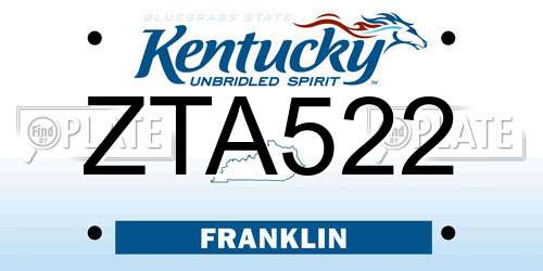 ZTA522 Kentucky License Plate