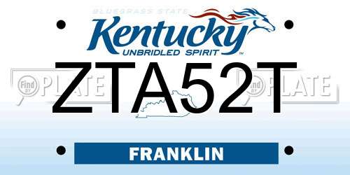 ZTA52T Kentucky License Plate