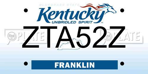 ZTA52Z Kentucky License Plate