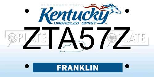 ZTA57Z Kentucky License Plate