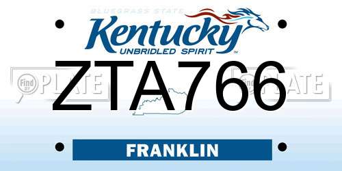 ZTA766 Kentucky License Plate