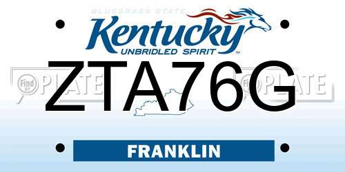 ZTA76G Kentucky License Plate