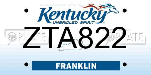 ZTA822 Kentucky License Plate