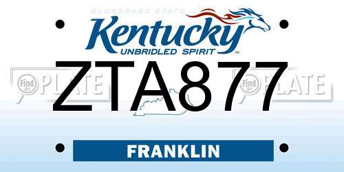 ZTA877 Kentucky License Plate
