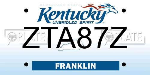 ZTA87Z Kentucky License Plate