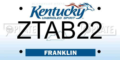 ZTAB22 Kentucky License Plate