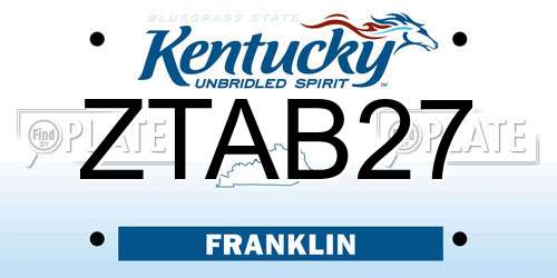 ZTAB27 Kentucky License Plate