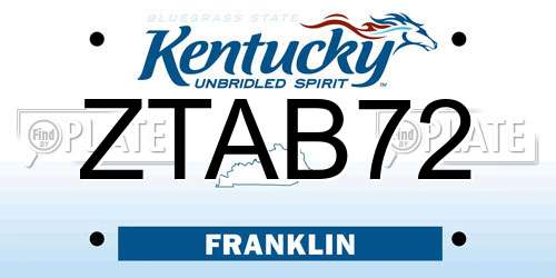 ZTAB72 Kentucky License Plate