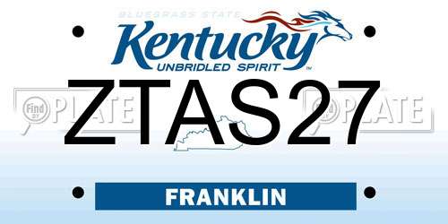 ZTAS27 Kentucky License Plate