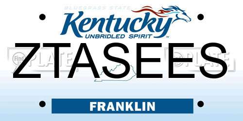 ZTASEES Kentucky License Plate