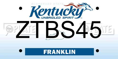 ZTBS45 Kentucky License Plate