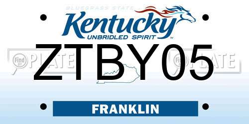 ZTBY05 Kentucky License Plate