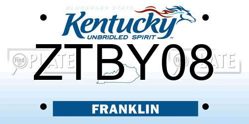 ZTBY08 Kentucky License Plate