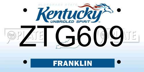 ZTG609 Kentucky License Plate