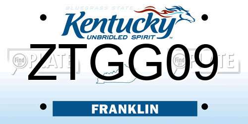 ZTGG09 Kentucky License Plate